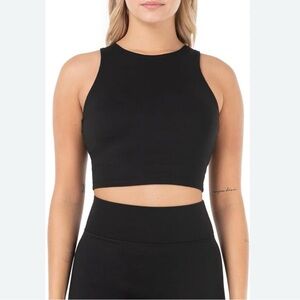 Kyodan Black Racerback Crop Bra Tank Top Small Sporty Athleisure Workout